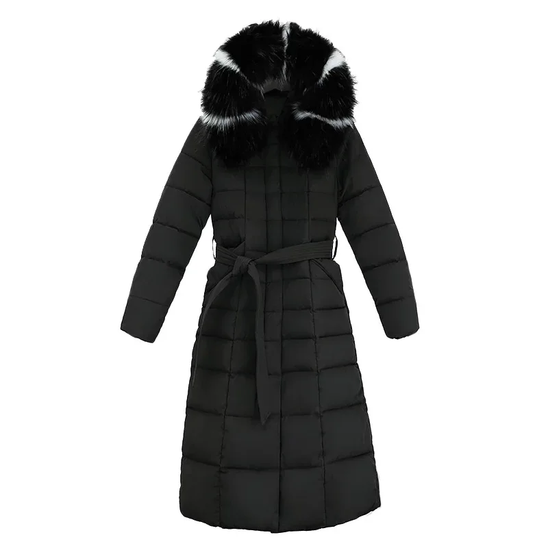 Женская зимняя куртка длинная парка пуховик размера плюс с теплым меховым