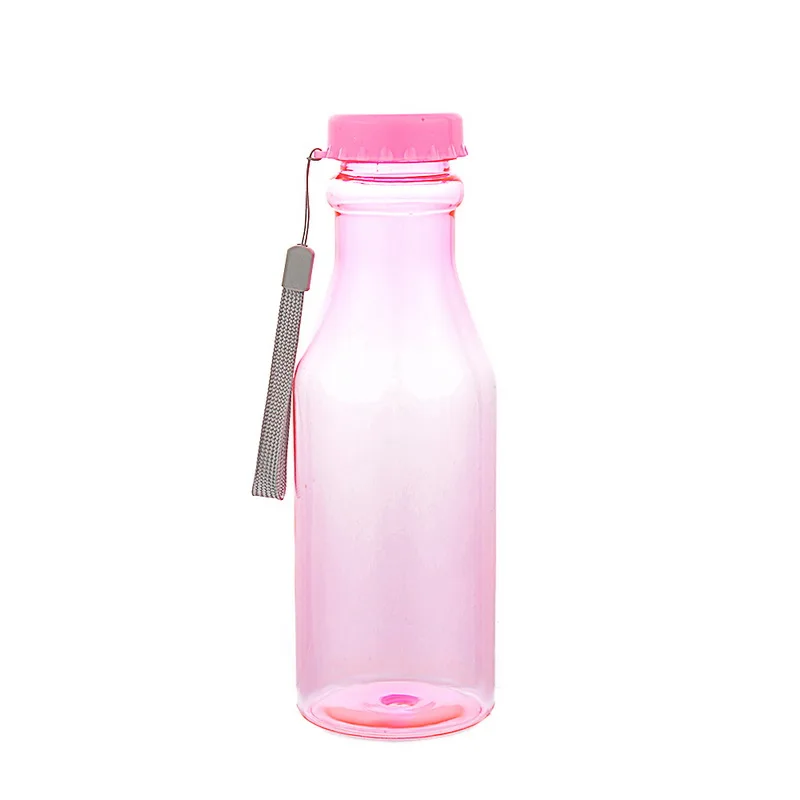 1 шт. 550 мл спортивные пластиковые бутылки Герметичные для красочной бутылки воды для детей Вода небьющаяся Йога, тренировки, фитнес шейкер - Цвет: Transparent Pink