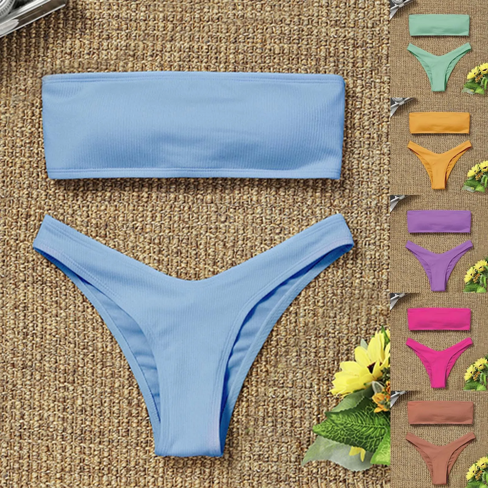 Bikini De cintura alta con Control De barriga para mujer, traje De baño De dos piezas con Control De barriga, cintura alta, 2021