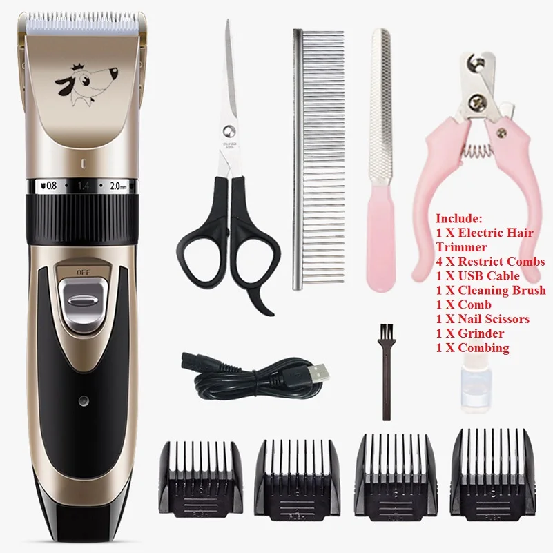 B Pet Electric Clipper Rechargeable Low-noise USB Pet Dog Hair Trimmer Shaving Electric Cat Dog Hair Trimmer Grooming Cutter - Цвет: B
