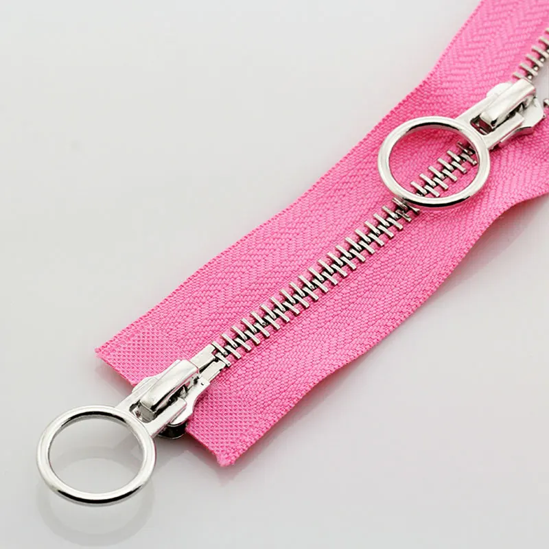 5# 70/90cm Metal Long Zipper Double Slider Two-Way Zip for Jackets Zipper Repair Kit Ring Buckle Replacement Sewing Material