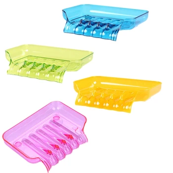 

5PCS Soap Dish Rack Bathroom Shower Sponge Soap Holder Tray Organizer Travel Plastic Soap Storage Rack Container