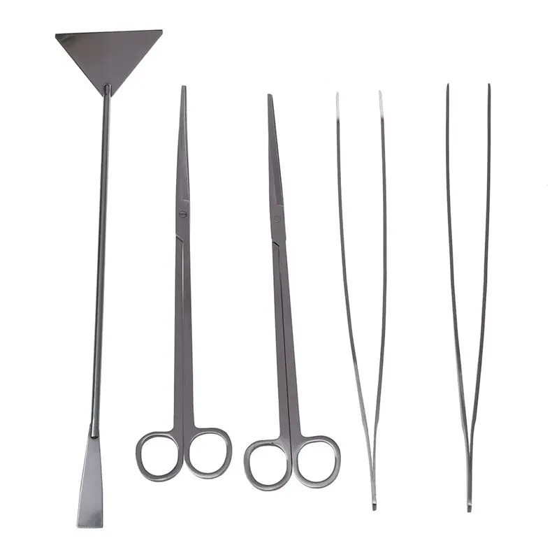 5 in-1 Stainless Steel Aquarium Tank Tweezers Scissors Spatula Tool Set | Дом и сад