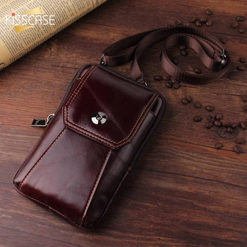 

KISSCASE Men's Leather Phone Bag For iPhone 11PRO MAX Case 7.0 inch For iPhone 11 11PRO XR 7 8 Phone Bag Universal with Lanyard