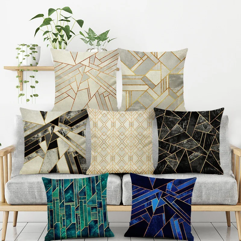 

New Nordic Style Geometric Cushion Cover Polyester Pillow Case Black And White Home Decorative Pillows Cover For Sofa Car
