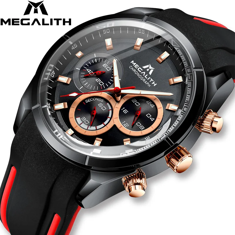 Best MEGALITH Fashion luxury Mens Watches Top Brand Sports Waterproof Watches Military Watch Male Quartz Clock Man Relogio Masculino