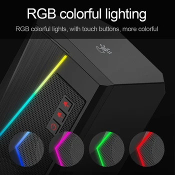 Redragon GS520 Anvil aux 3.5mm estéreo de música envolvente altavoces RGB barra de sonido para computadora 2.0 PC Home Notebook TV Altavoces 5