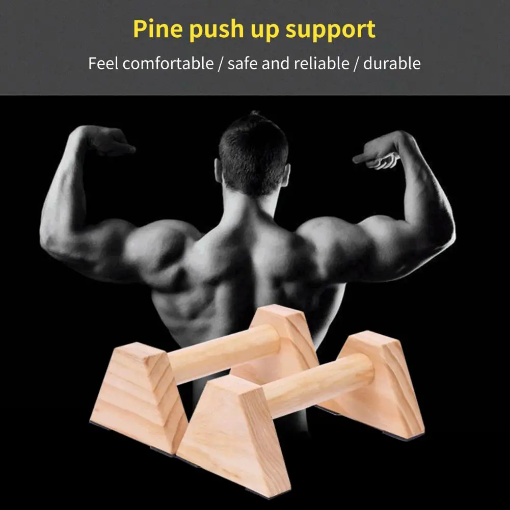 1 Pair Wood Parallettes Stable Parallettes Bar Impact Resistant Push Up Stands