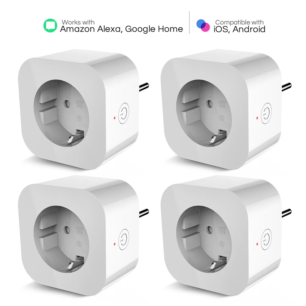 

4PCS PE1004T Smart Sockets Remote Control Outlet With Timing Function With Timing Function EU Plug For IOS , Android System