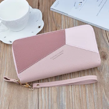 

Women's Hand Wallet 2020 Long Hit Color Double Zipper Large Capacity Multifunctional Mom Coin Purse