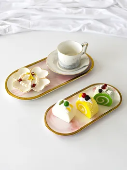 

Fruit Plate Ceramic Breakfast Snack Plate Livingroom Desktop Candy Salad Dish Ellipse Shape Storage Creative Wedding Gifts