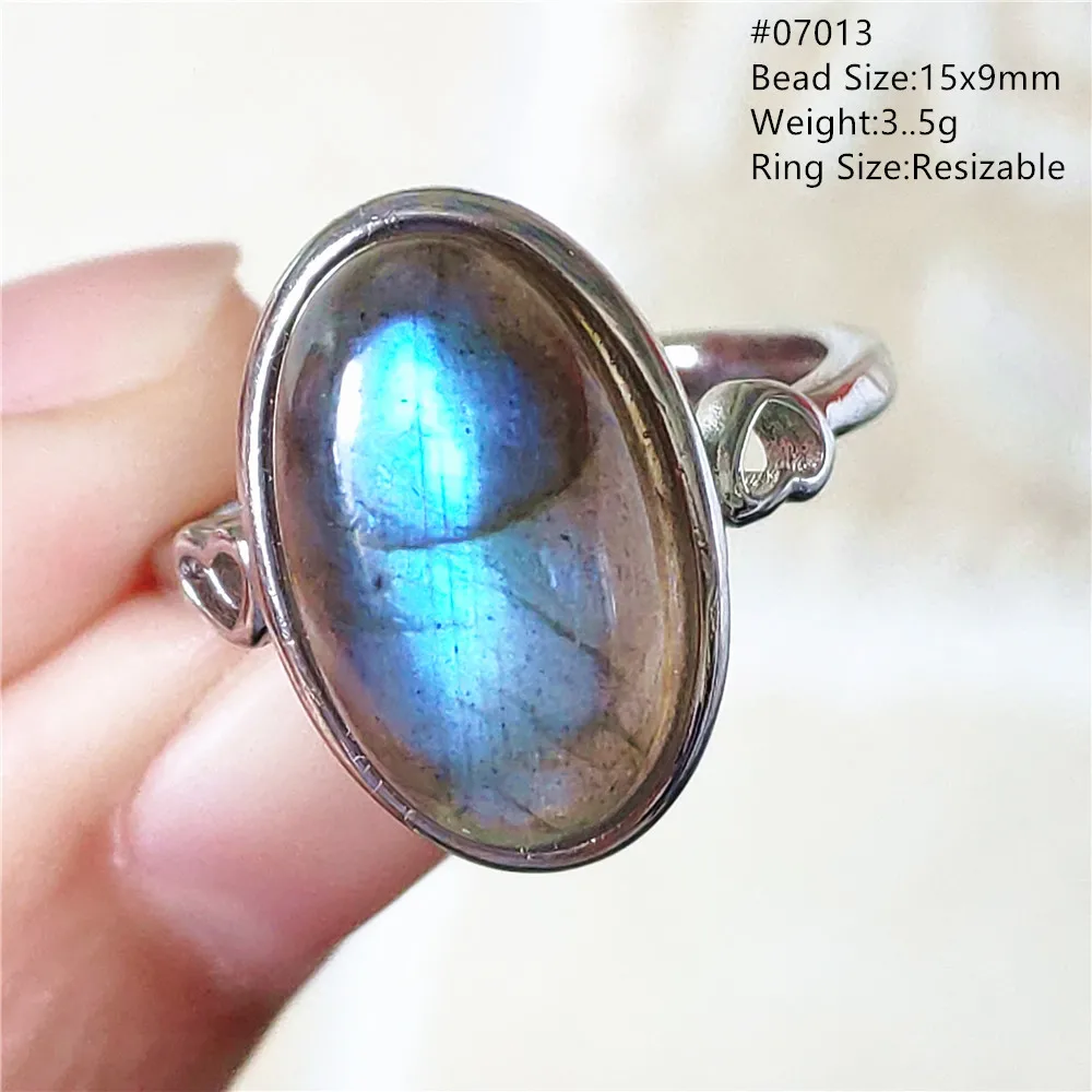 name necklace Genuine Natural Labradorite Blue Light Adjustable Ring 925 Sterling Silver Labradorite Oval Resizable Ring Jewelry AAAAAA gold necklace design