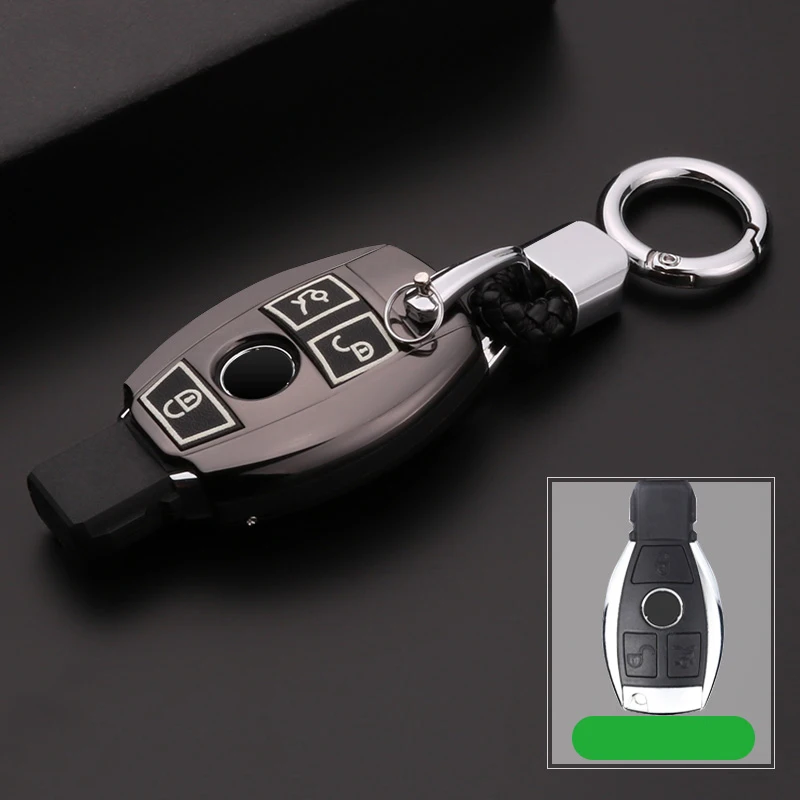 Цинковый сплав, светящийся чехол для ключа автомобиля, крышка для ключей Mercedes Benz E Class W213 SLC SLK E200 E260 E300 E320 W204 GLC C200 - Название цвета: B-black