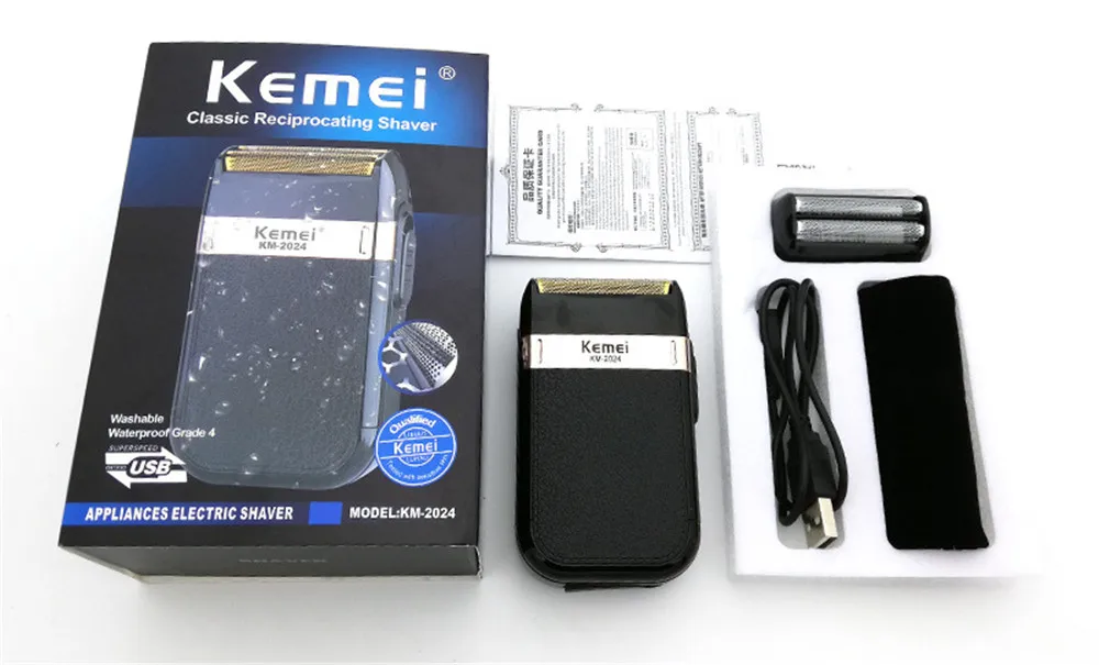 Электробритва KEMEI для мужчин, бритва с двойным лезвием, USB перезаряжаемая, Barbeador, беспроводная, Водонепроницаемая бритва, бритва для волос на теле