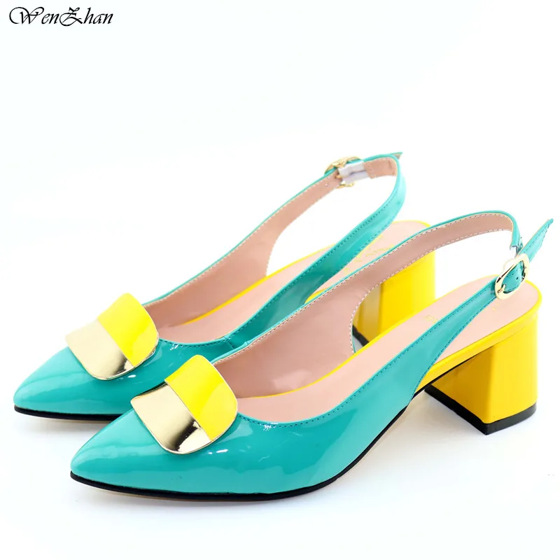 

Green Wedding Metal Decoration Shoes Fashion Sandals Wedding African Shoes For Lady 38-44 WENZHAN C97-25