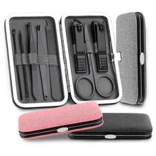 8 шт./компл. Многофункциональный комплект ножниц для ногтей из нержавеющей стали черный педикюр ножницы Пинцет маникюрный набор для дизайна ногтей инструменты