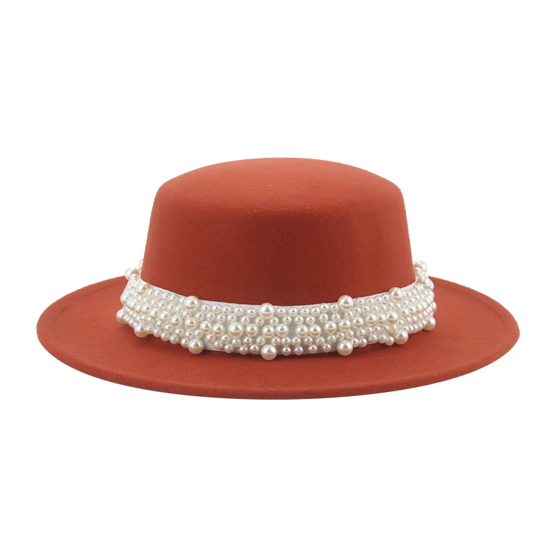 mens summer fedora hats Hats for Women Fedoras Winter Hat Felted Accessories Women's Hat Pearl Flat Top Luxury Men Caps Wedding Decorate Chapeau Femme tan fedora Fedoras