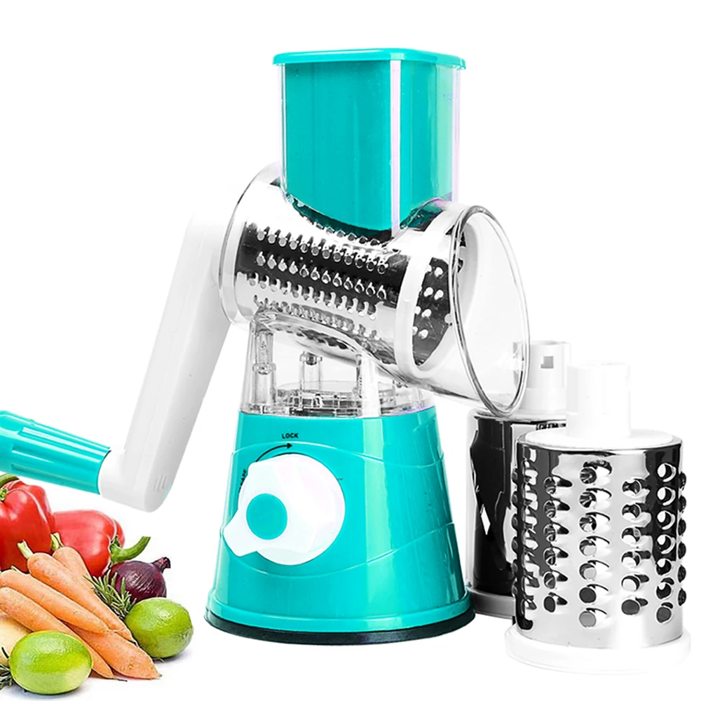 Handheld Rotary Slicers For Vegetables Cheese Grater Shredder Veggie Slicer  Chopper 3 Stainless Steel Round Graters Bpa Free - Fruit & Vegetable Tools  - AliExpress