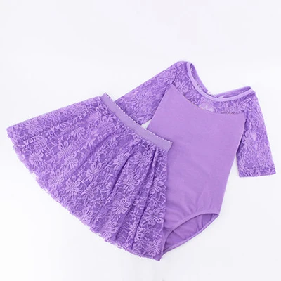 lavender half sleeve Новое платье для девочек Хлопковое кружевное балетное платье с открытой спиной трико удлиненный полурукав, цвет черный, темно-красный, розовый, лавандовый L XL XXL XXXL 4XL 5XL 6XL - Цвет: lavender half sleeve