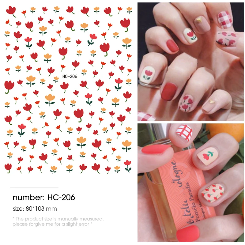 HNUIX, новинка, 3d наклейки для ногтей, цветы, мотивы, лак для ногтей деколь декорации, дизайн ногтей, наклейки для ногтей - Цвет: HC206