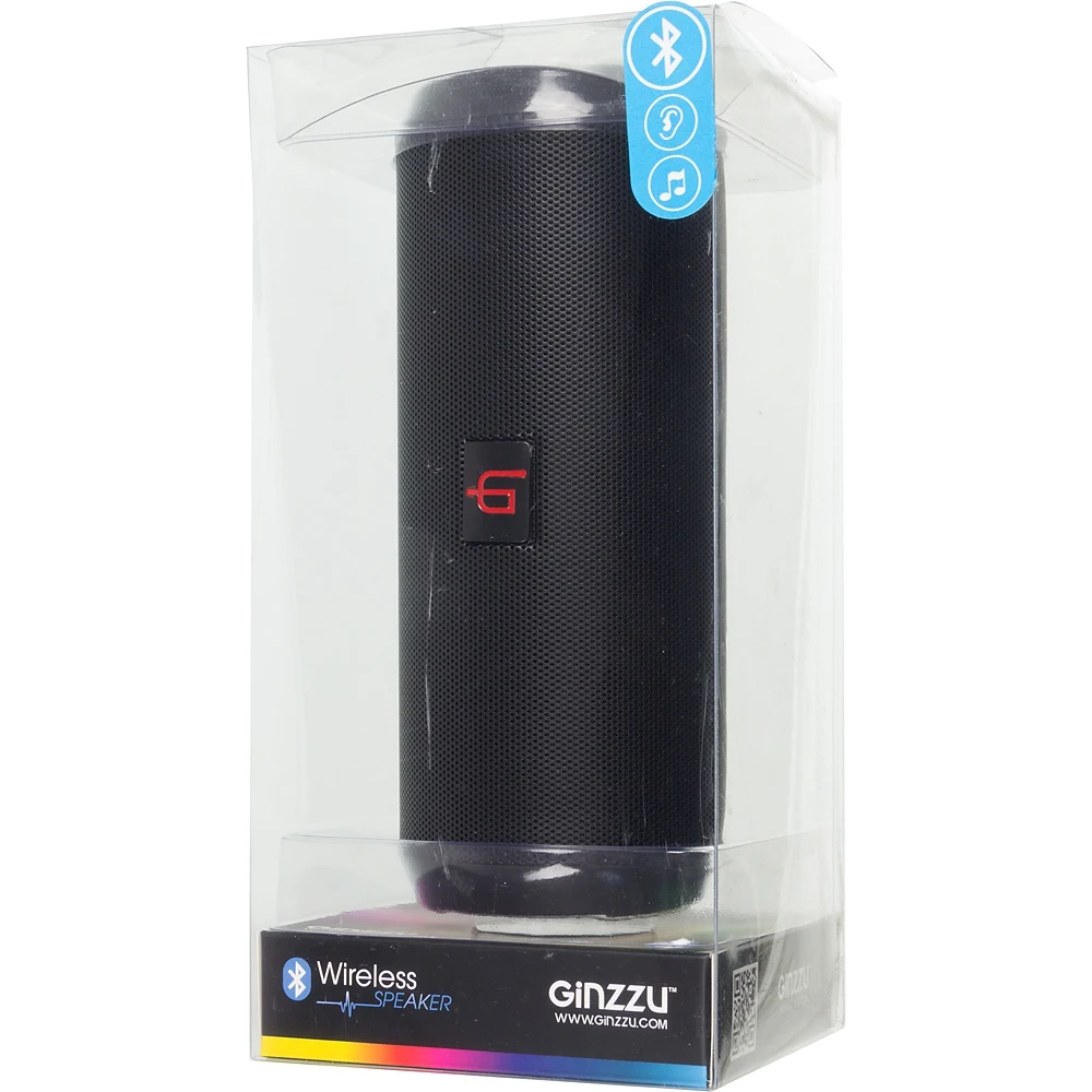 Колонка порт. Ginzzu GM-877B черный 10W 2.0 BT/3.5Jack/USB 10м 1200mAh