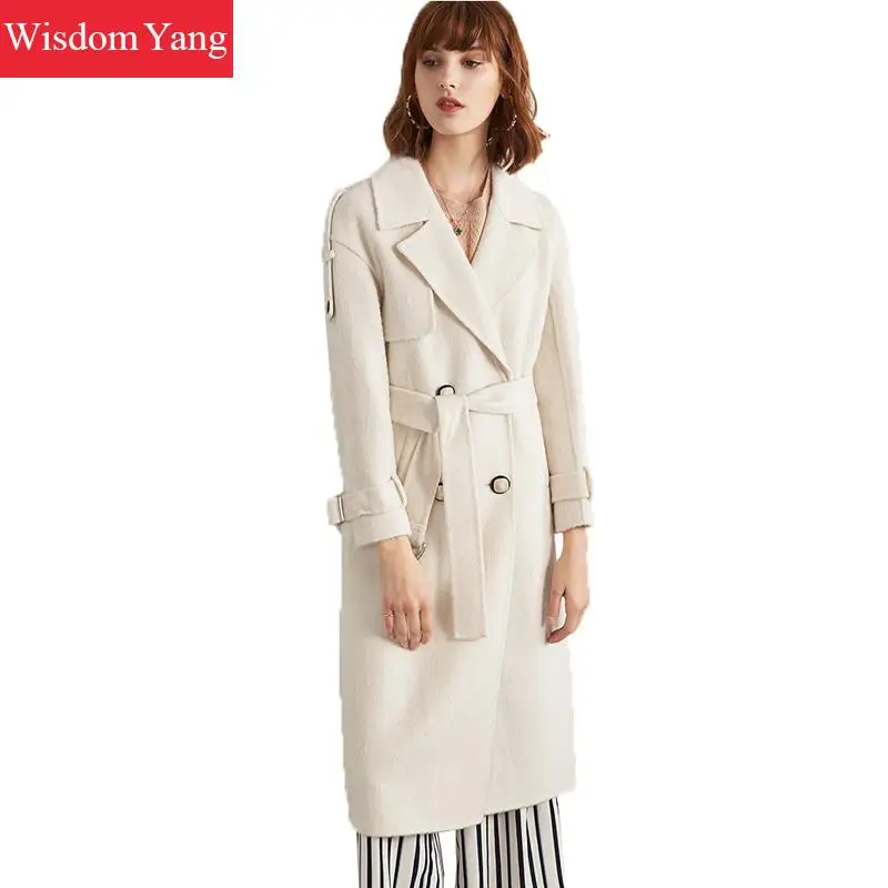 

Cashmere Alpaca Wool Long Coats Trench Jackets Ladies Womens Winter Fleece Jacket Female Outerwear Overcoat Woolen Coat Woman