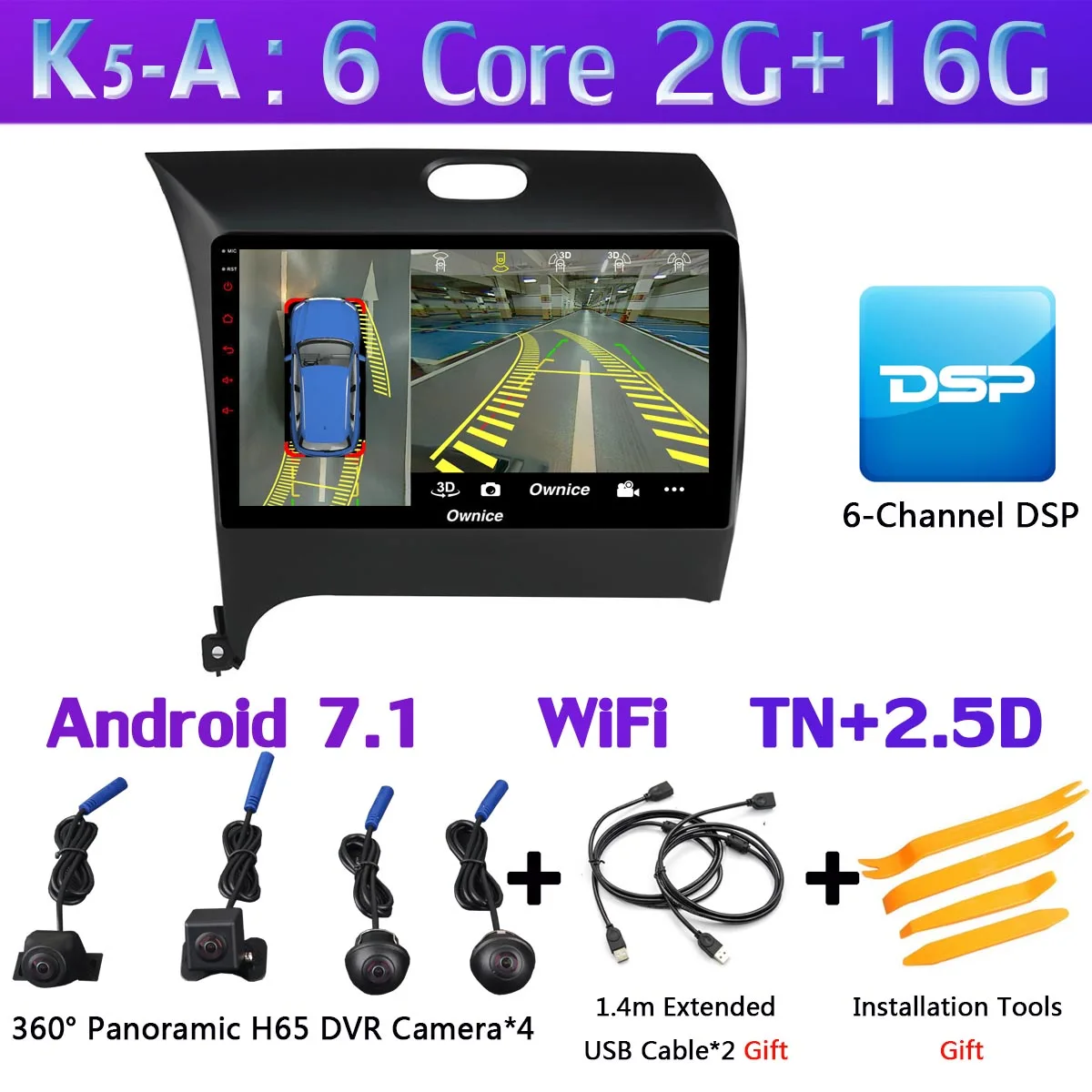 360 ° камера 4G Android 9,0 4+ 64G gps радио CarPlay DSP автомобильный мультимедийный плеер для Kia K3 Cerato 3 Forte 2013 - Цвет: K5-A