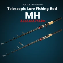OURBEST Portable Travel Carbon Spinning Casting Rod MH Power Ultralight Telescopic Fishing Lure Rod 2.1/2.4/2.7/3.0m