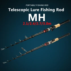 OURBEST Portable Travel Carbon Spinning Casting Rod MH Power Ultralight Telescopic Fishing Lure Rod 2.1/2.4/2.7/3.0m