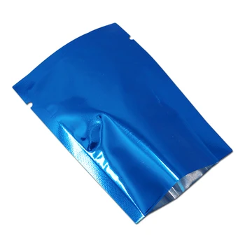 

100Pcs Glossy Blue Aluminum Foil Open Top Packing Bag Vacuum Heat Seal Mylar Foil Tea Crafts Gifts Package Bags