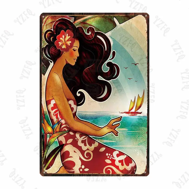 Surf Aloha Hawall винтажная жестяная вывеска хула пляж металлическая пластина для стены паба кафе домашнего искусства Ремесло Декор Куадрос DU-5367A - Цвет: DU-5374