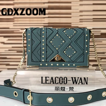 

GDXZOOM 2019 Flap Fashion Rivet Lady Shoulder Handbag High Quality PU Leather Simple Girl Messenger Bag Metal Chain Tote Bag
