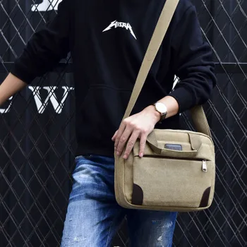 

Men's canvas shoulder bag multi-compartment men's messenger bag retro casual men's bag trend large-capacity Business Handbags