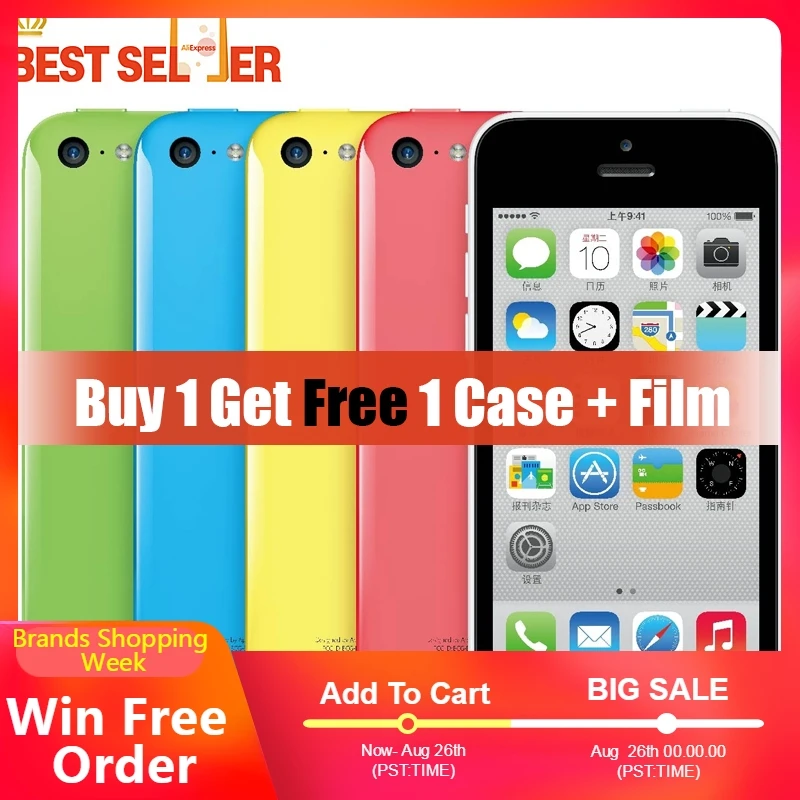 Оригинальные смартфоны Apple iPhone 5C 4G 4 0 дюймов 8 ГБ/16 ГБ/32 ГБ rom двухъядерный Gfit чехол +