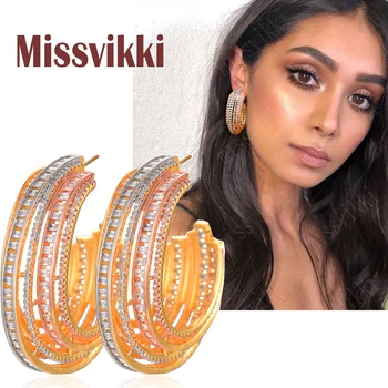 

missvikki boucle d'oreille femme 2020 Train Lines Design Hoop Earrings Statement Jewelry for Women Bridal Wedding Party Show