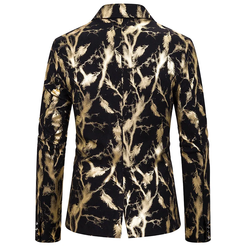 Мужской костюм slim fit модный принт Золотое Тиснение костюм платье представление пальто