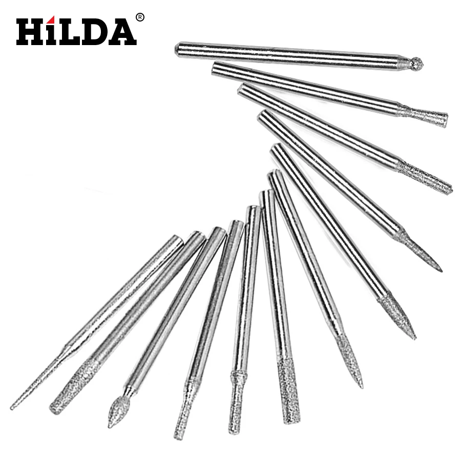  HILDA 30pcs Diamond Burr Bits Set For Dremel Rotary Tools 1/8