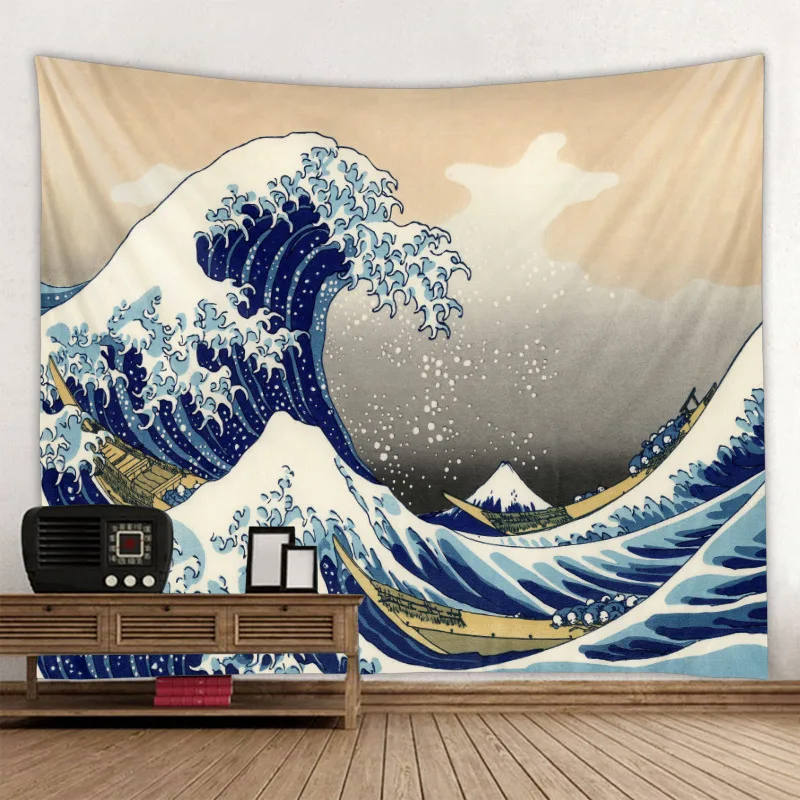 

Wave Background Tapestry Kanagawa Surf Home Hanging Cloth Background Cloth Decorative Cloth Tapestry Tapestry Wall