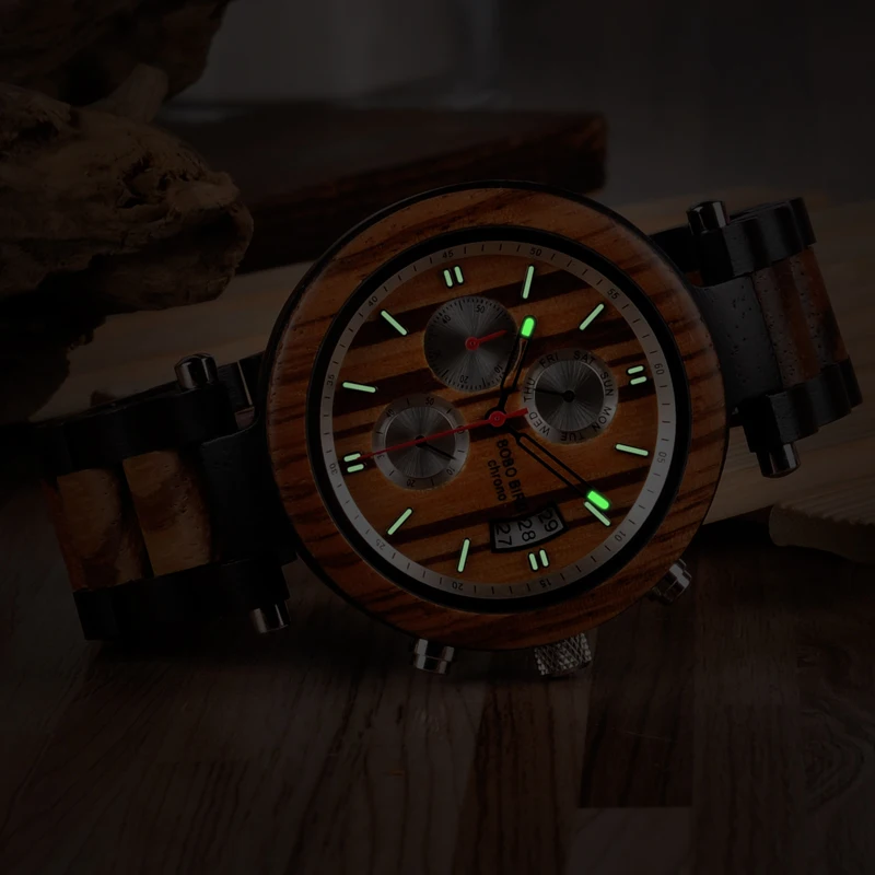Мужские наручные часы reloj hombre BOBO BIRD Wood мужские Luminoust спортивные кварцевые с задней