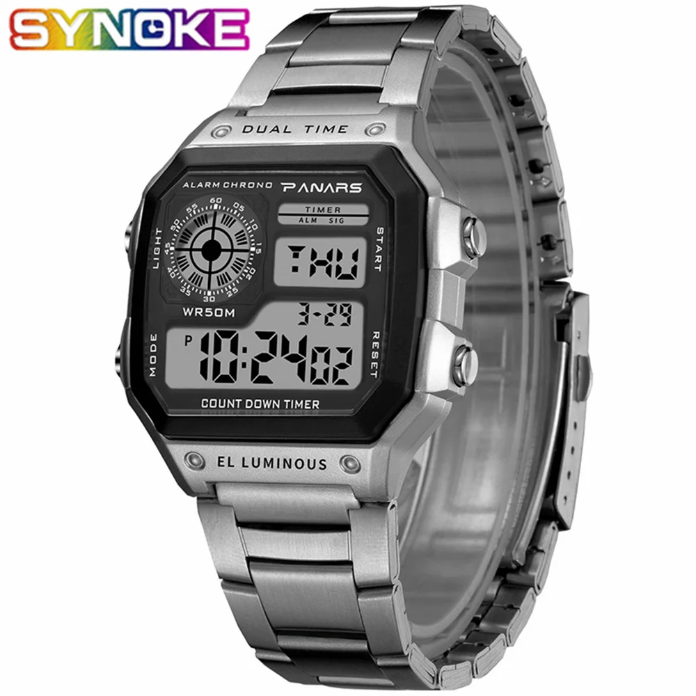 

SYNOKE New Arrival Luminous Sport Watch Multifunction Men's Waterproof Wrist Watch Fitness Digital Watch Alarm Timer Clock 8113