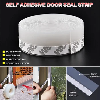 

5M Self Adhesive Transparent Silicone Seal Strip Soundproofing Window Seal Draught Dust Insect Frameless Weather Stripping Door
