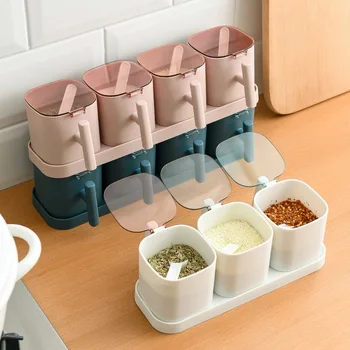 

Spice Salt Pepper Shakers Seasoning Jar Set Seasoning Storage Bottle Box with Lid Barbecue Condiment Kitchen Storage Box Tools