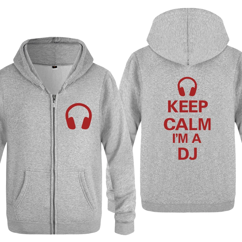Keep Calm Im A DJ-наушники для музыкального мероприятия, DJ свитшот для мужчин, мужские флисовые толстовки на молнии с капюшоном, кардиганы
