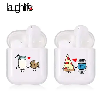 

For Airpods 2 Case Pizza Beer Transparent Wireless Bluetooth Headphone Protective Cover For Airpods 1/2 Earphone Accessory