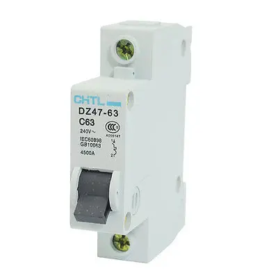

4500A Breaking Capacity 1P Overload Miniature Circuit Breaker AC 240V 63A
