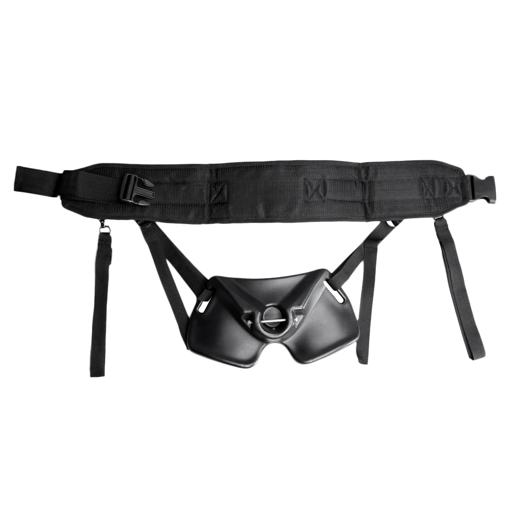 Stand Up Back Harness Fighting Belt Padded Waist Gimbal Pad with Waist Rod Holder, Black
