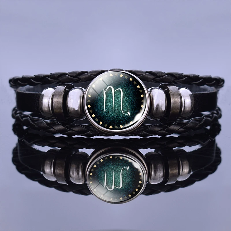 12 Zodiac Signs Constellation Charm Bracelet Men Women Fashion Multilayer Weave leather Bracelet & Bangle Birthday Gifts 8