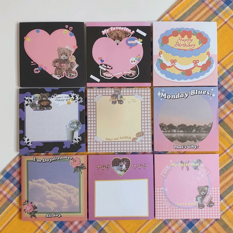 50 Sheets Ins Hot American retro style cute bear Mini Portable Notepad Diary Book Exercise Book Papelaria School Office Supply