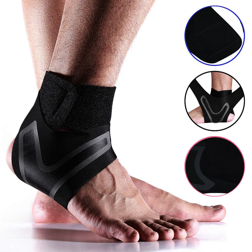 1 ペアスポーツ安全足首サポートジムランニングサッカー足首関節保護黒足包帯弾性バンド Ankle Support Aliexpress
