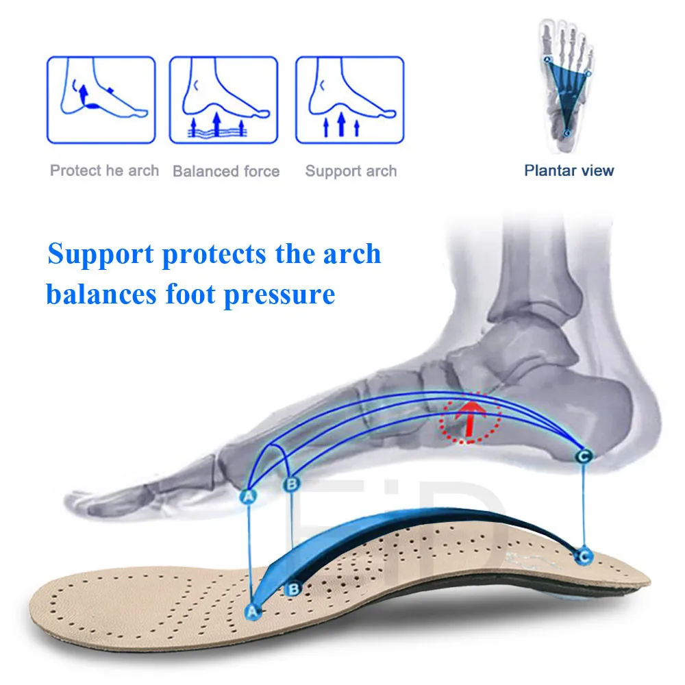 EiD, натуральная кожа, стелька для плоских ног, супинатор ортопедический обувь, вставки в обувь для ног, для мужчин и женщин, унисекс